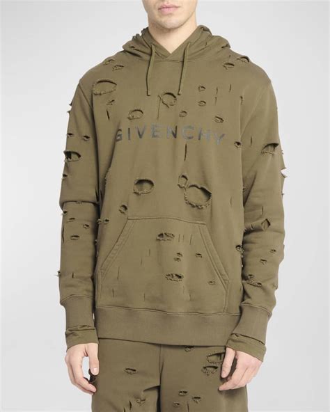 black hoodie givenchy|Givenchy men's destroyed hoodie.